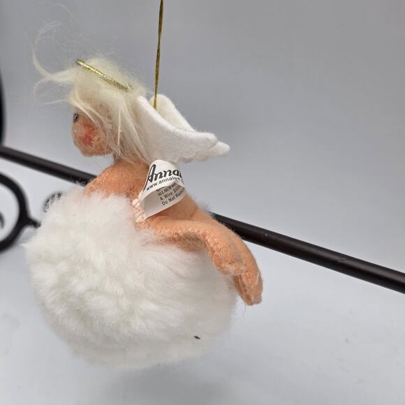 2009 Annalee Felt Christmas Angel on Cloud Pom Pom Snowball Ornament 3” - Picture 3 of 5